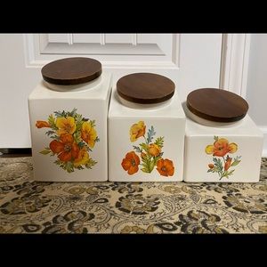 VINTAGE Hyalyn Pottery Kitchen Canisters Set of 3